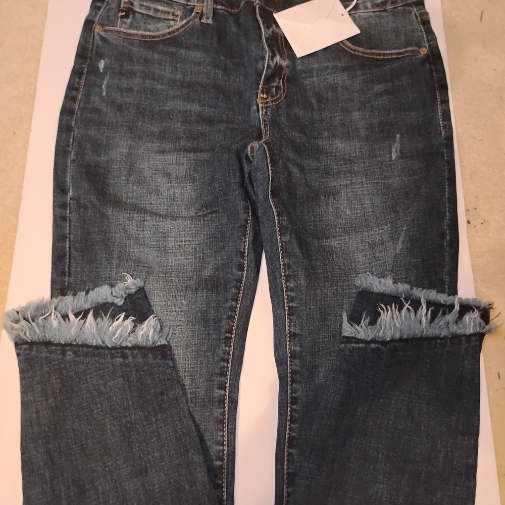 KanCan Dark Blue Distressed Ankle Jeans